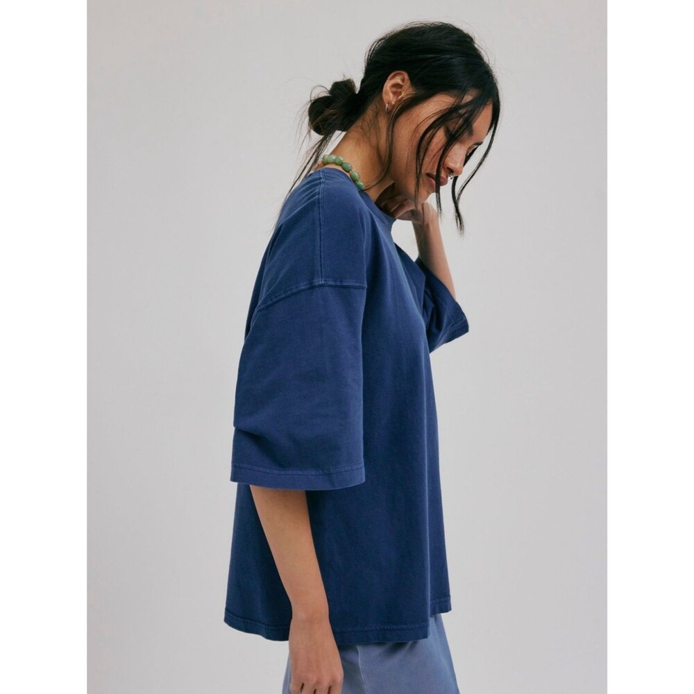 Free People We The Free Perfect Oversized Tee Dark Denim Tshirt Navy Blue XS NEW